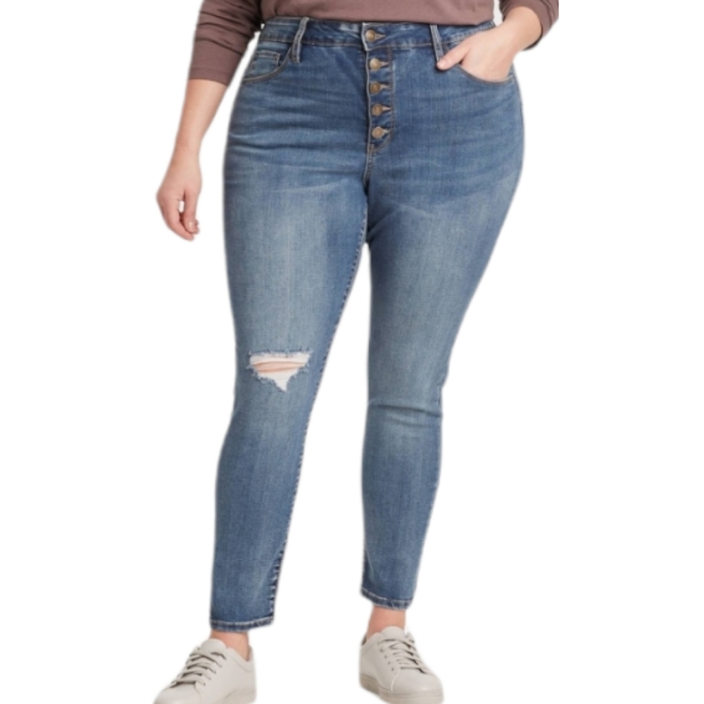 Ava & Viv High-Rise Distressed Skinny Jeans